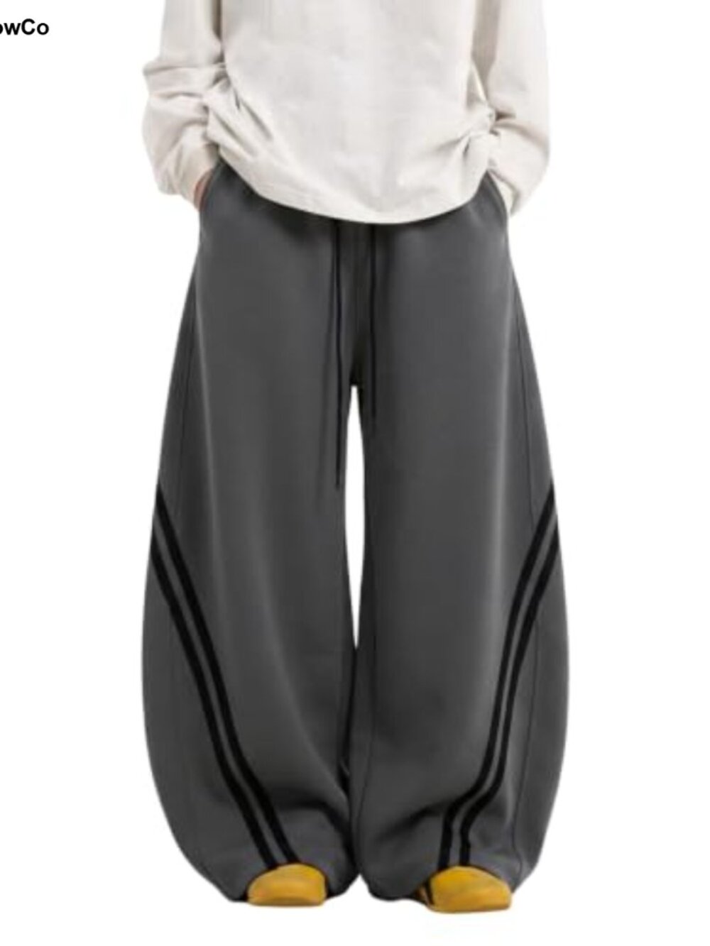 Barrel Sweatpants 100% Polyester High Waist Wide Leg Striped Y2K